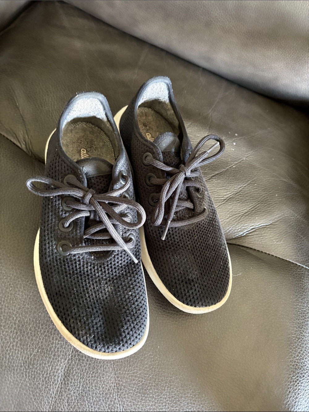 allbirds Women's Athletic Knit Lace-Up Sneakers in Black with Cream Sole